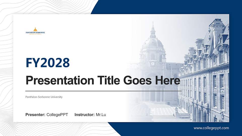 Panthéon-Sorbonne University Academic Presentation/Research Findings Report PPT Template16:9 ratio PPT effect preview image