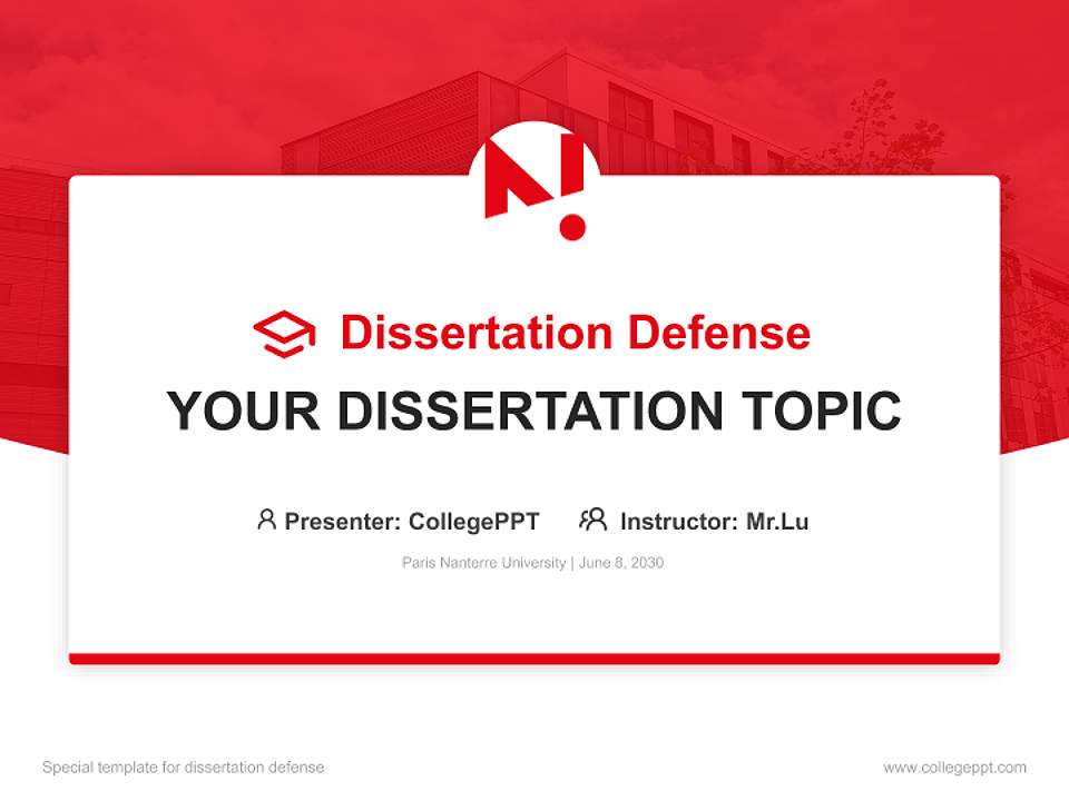 Paris Nanterre University Graduation Thesis Defense PPT Template4:3 ratio PPT effect preview image7