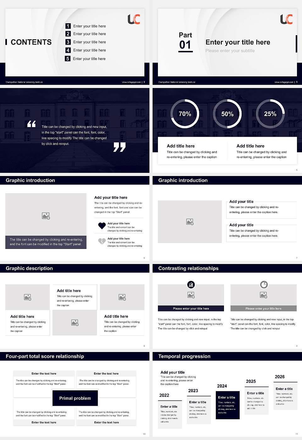 Champollion National University Institute Thesis Proposal/Graduation Defense PPT Template16:9 ratio PPT effect preview image2