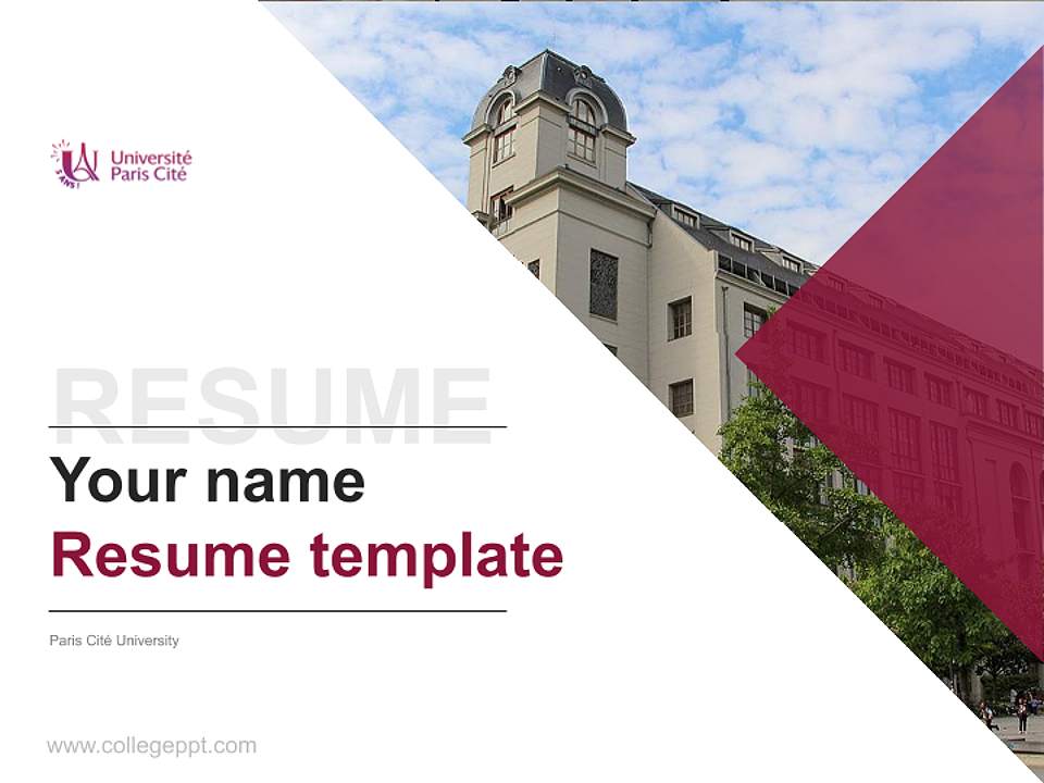 Paris Cité University Resume PPT Template4:3 ratio PPT effect preview image5