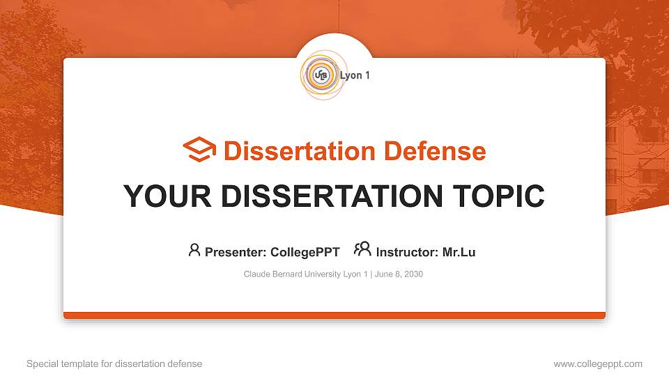 Claude Bernard University Lyon 1 Graduation Thesis Defense PPT Template16:9 ratio PPT effect preview image1