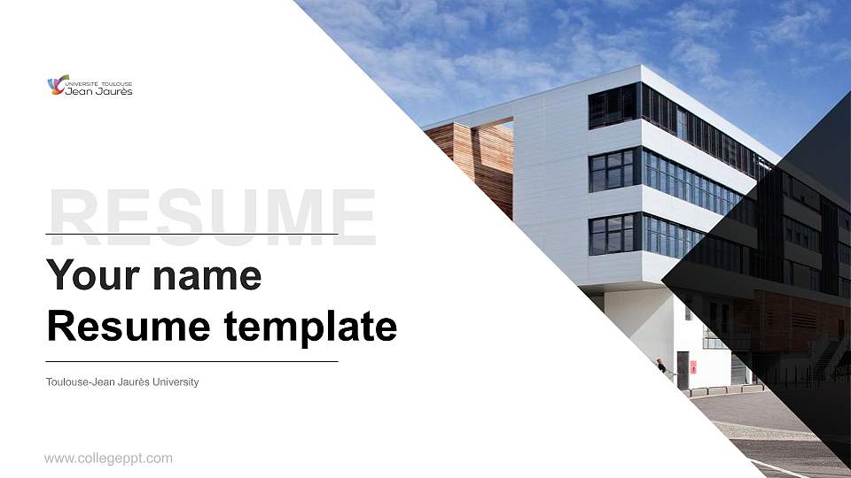 Toulouse-Jean Jaurès University Resume PPT Template16:9 ratio PPT effect preview image