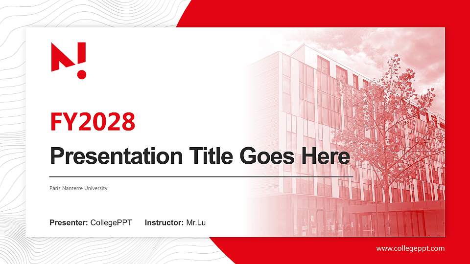 Paris Nanterre University Academic Presentation/Research Findings Report PPT Template16:9 ratio PPT effect preview image