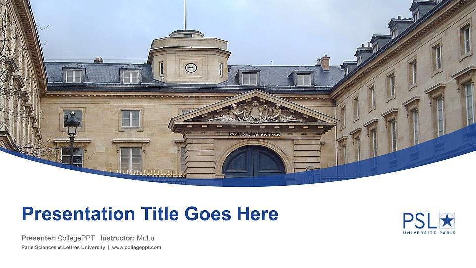 Paris Sciences et Lettres University Course/Courseware Creation PPT Template16:9 ratio PPT effect preview image