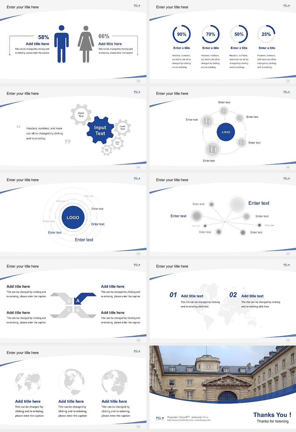 Paris Sciences et Lettres University Course/Courseware Creation PPT Template16:9 ratio PPT effect preview image4