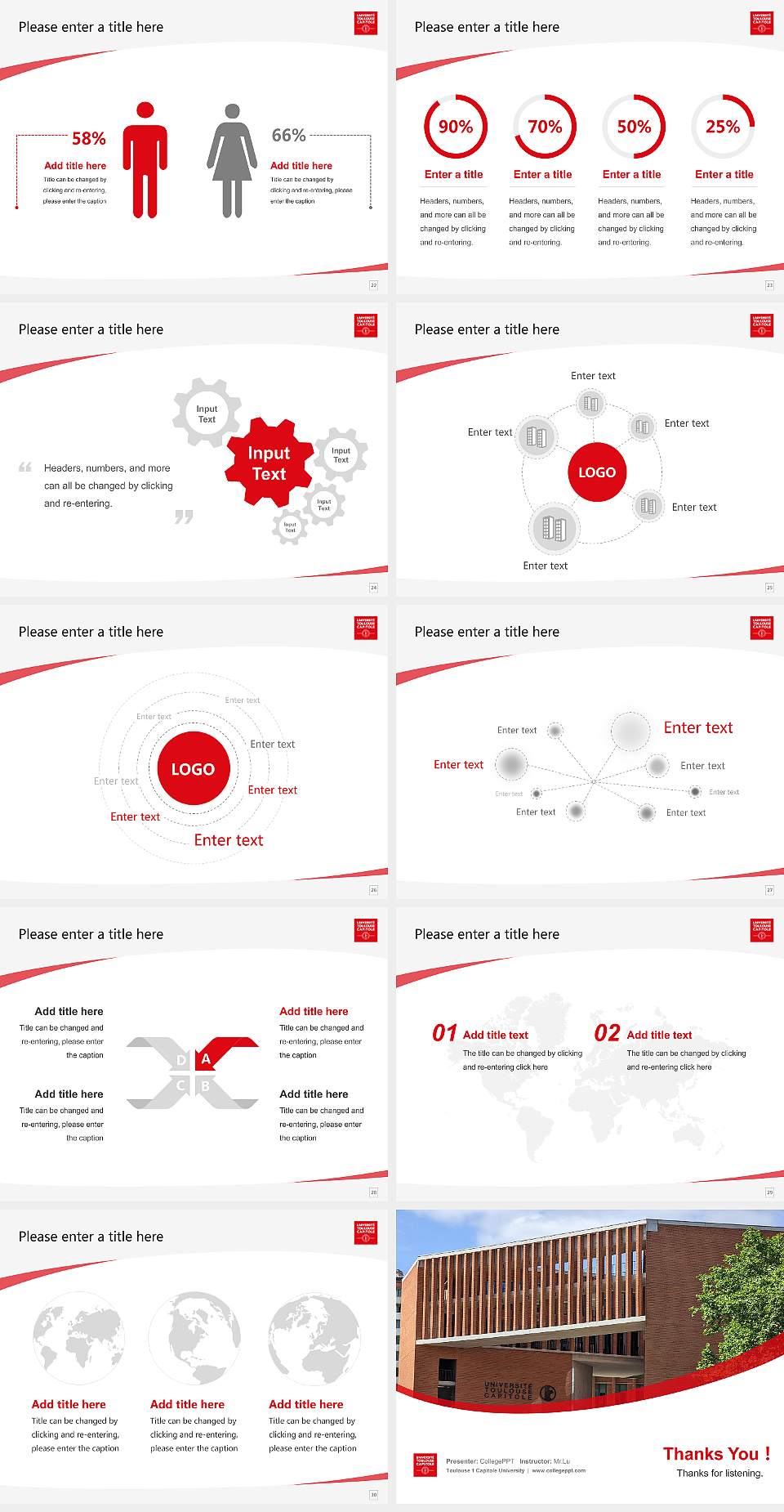 Toulouse 1 Capitole University Course/Courseware Creation PPT Template4:3 ratio PPT effect preview image4