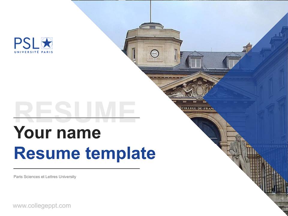 Paris Sciences et Lettres University Resume PPT Template4:3 ratio PPT effect preview image5