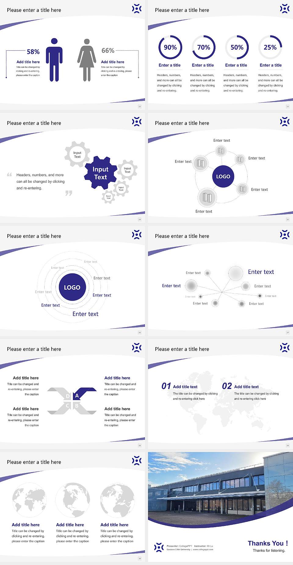Gustave Eiffel University Course/Courseware Creation PPT Template4:3 ratio PPT effect preview image4