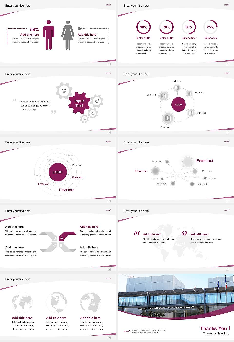Paris-Saclay University Course/Courseware Creation PPT Template16:9 ratio PPT effect preview image4