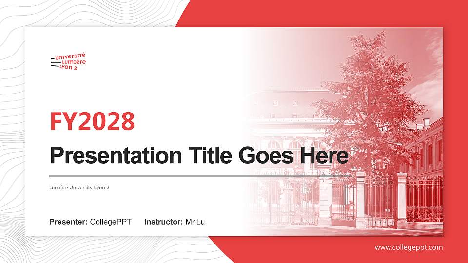 Lumière University Lyon 2 Academic Presentation/Research Findings Report PPT Template16:9 ratio PPT effect preview image