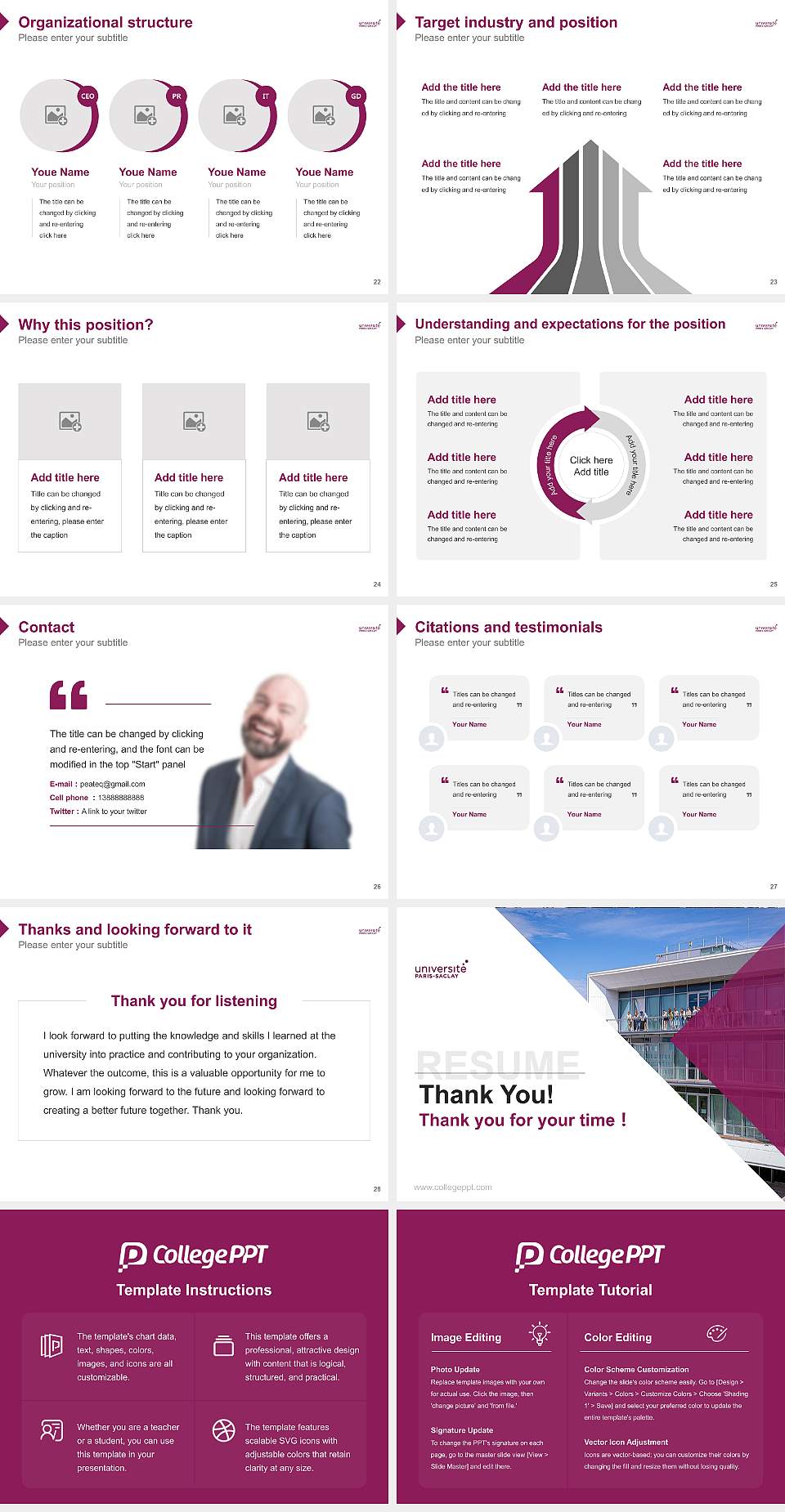Paris-Saclay University – Sceaux campus Resume PPT Template4:3 ratio PPT effect preview image4