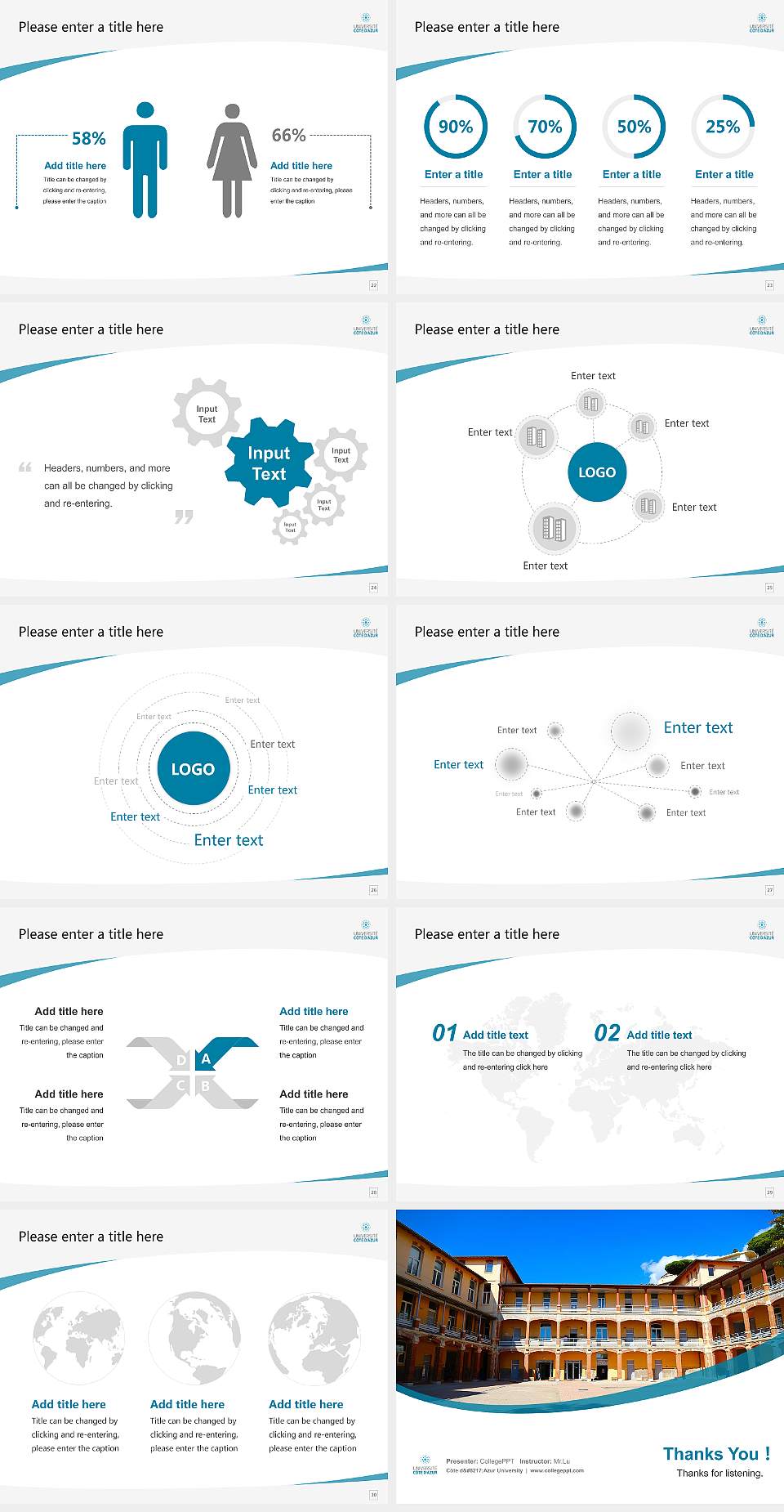 Côte d’Azur University Course/Courseware Creation PPT Template4:3 ratio PPT effect preview image4