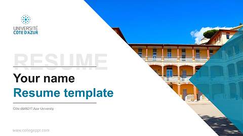 Côte d’Azur University Resume PPT Template