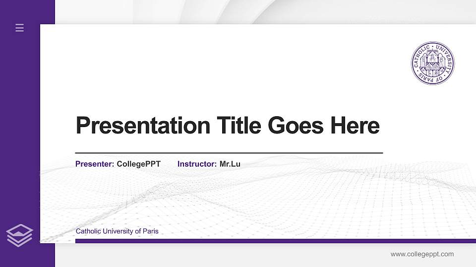 Catholic University of Paris Thesis Proposal/Graduation Defense PPT Template16:9 ratio PPT effect preview image