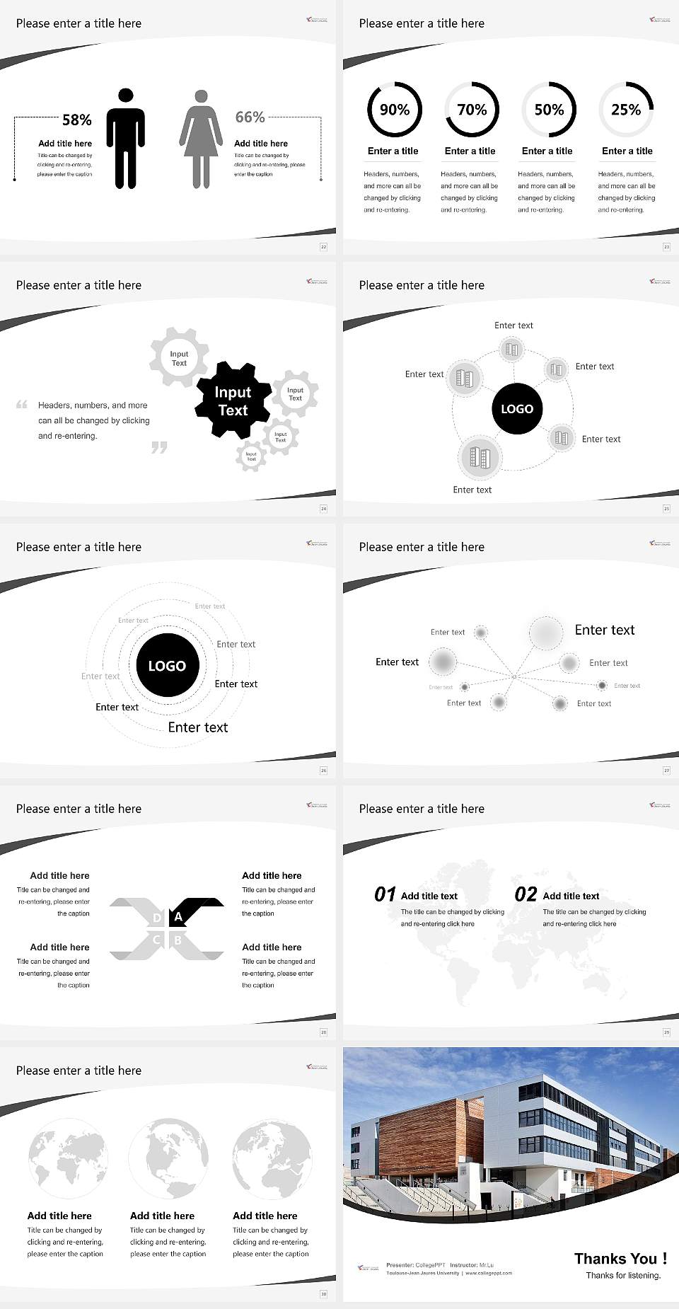 Toulouse-Jean Jaurès University Course/Courseware Creation PPT Template4:3 ratio PPT effect preview image4