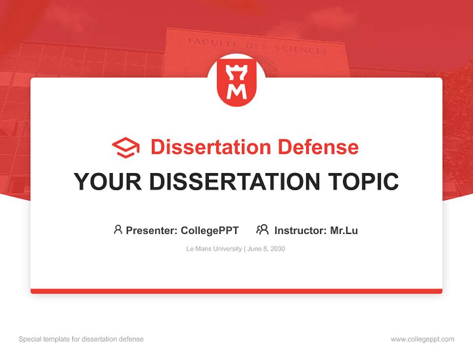 Le Mans University Graduation Thesis Defense PPT Template4:3 ratio PPT effect preview image7
