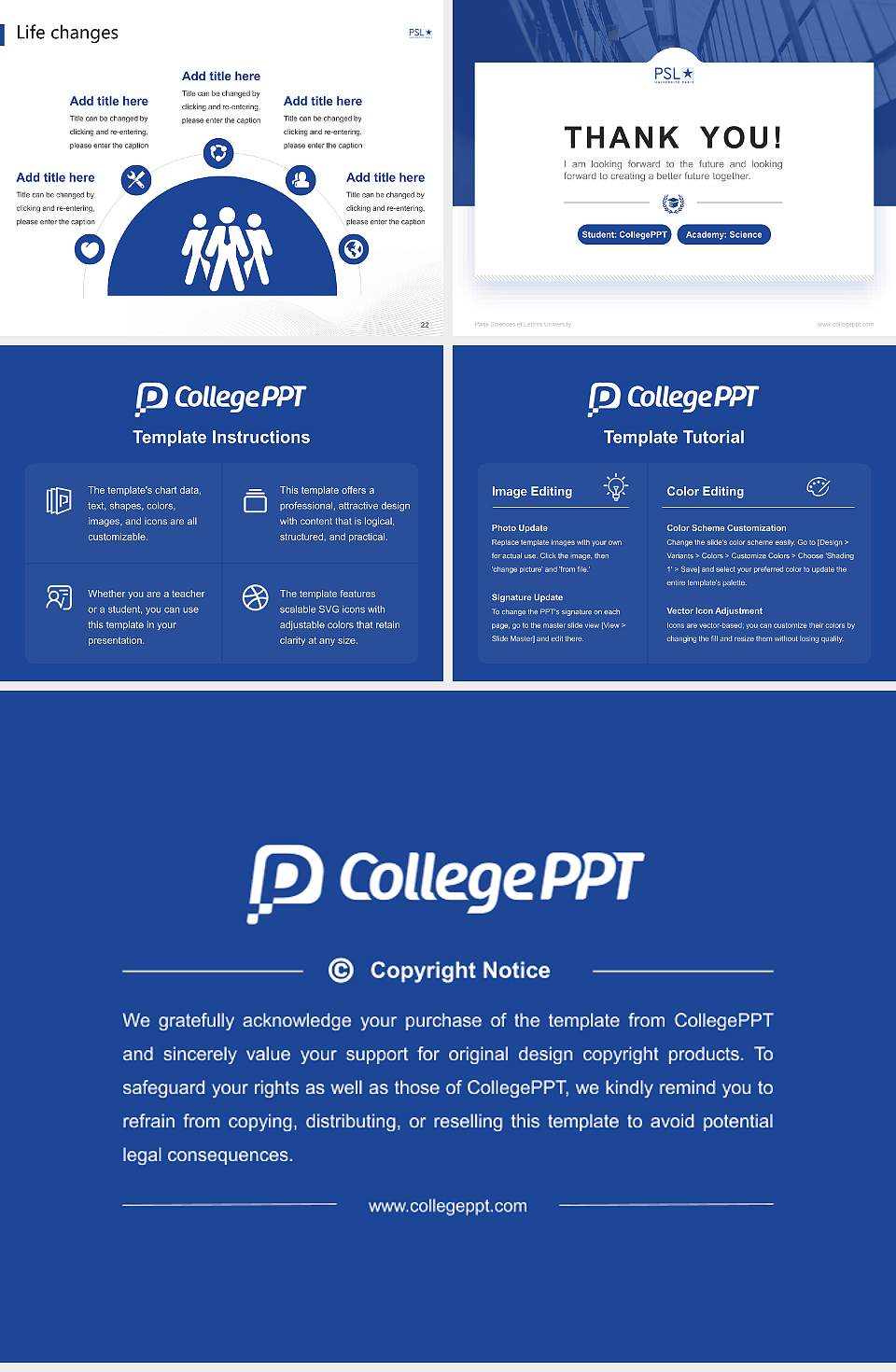 Paris Sciences et Lettres University National Scholarship Defense PPT Template4:3 ratio PPT effect preview image4
