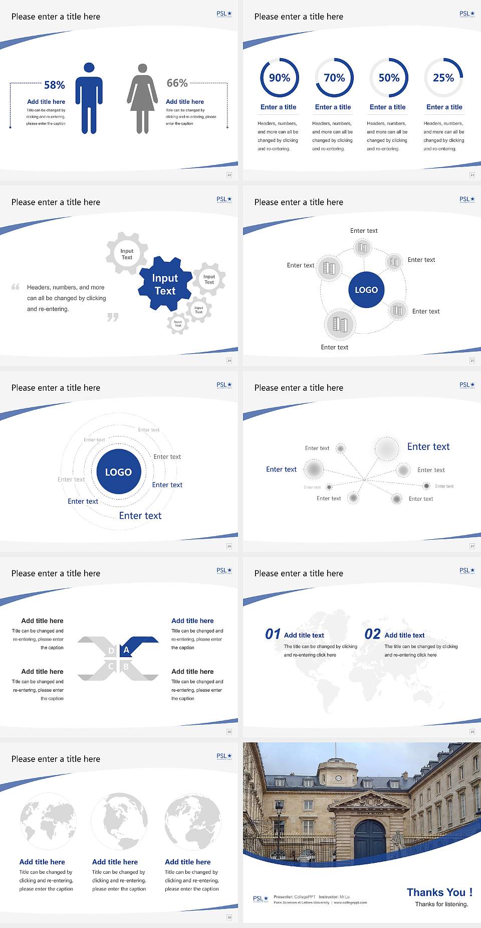 Paris Sciences et Lettres University Course/Courseware Creation PPT Template4:3 ratio PPT effect preview image4