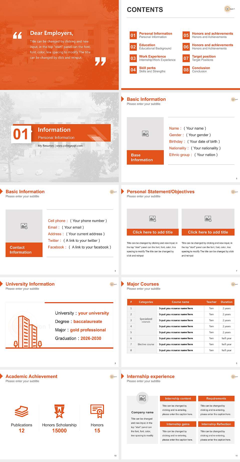 Claude Bernard University Lyon 1 Resume PPT Template4:3 ratio PPT effect preview image2