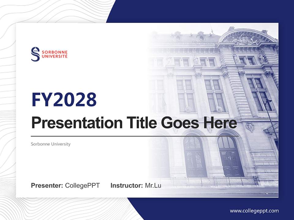 Sorbonne University Academic Presentation/Research Findings Report PPT Template4:3 ratio PPT effect preview image5