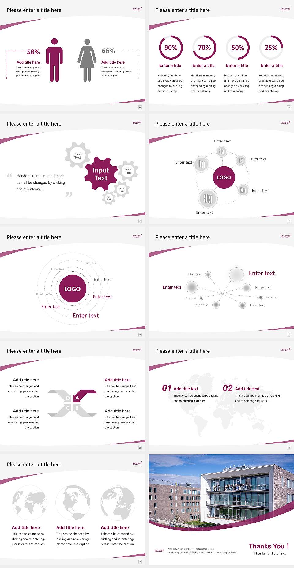 Paris-Saclay University – Sceaux campus Course/Courseware Creation PPT Template4:3 ratio PPT effect preview image4