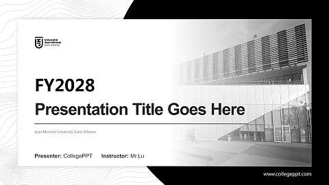 Jean Monnet University Saint-Étienne Academic Presentation/Research Findings Report PPT Template