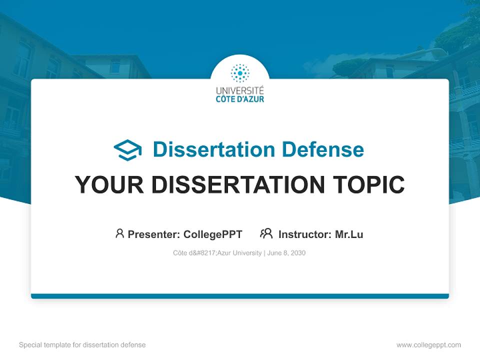 Côte d’Azur University Graduation Thesis Defense PPT Template4:3 ratio PPT effect preview image7
