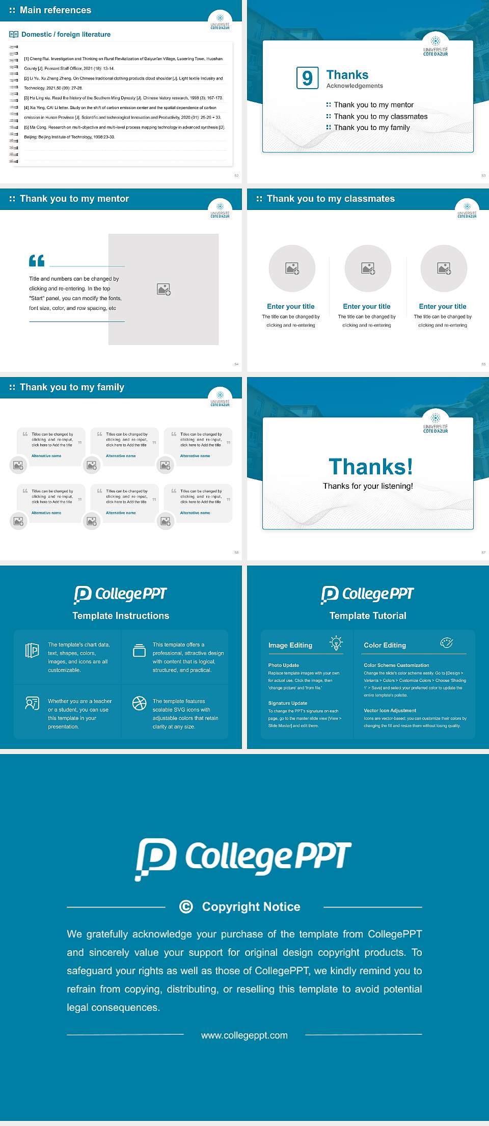 Côte d’Azur University Graduation Thesis Defense PPT Template4:3 ratio PPT effect preview image7