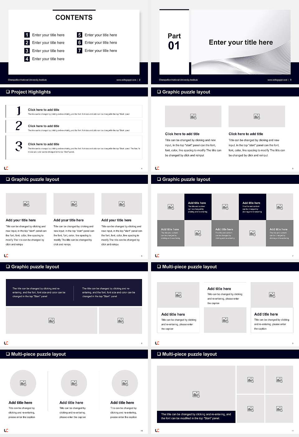Champollion National University Institute General PPT Template16:9 ratio PPT effect preview image2