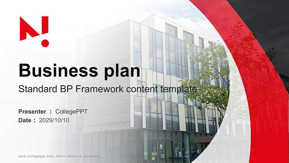 Paris Nanterre University Competition/Entrepreneurship Contest PPT Template16:9 ratio PPT effect preview image