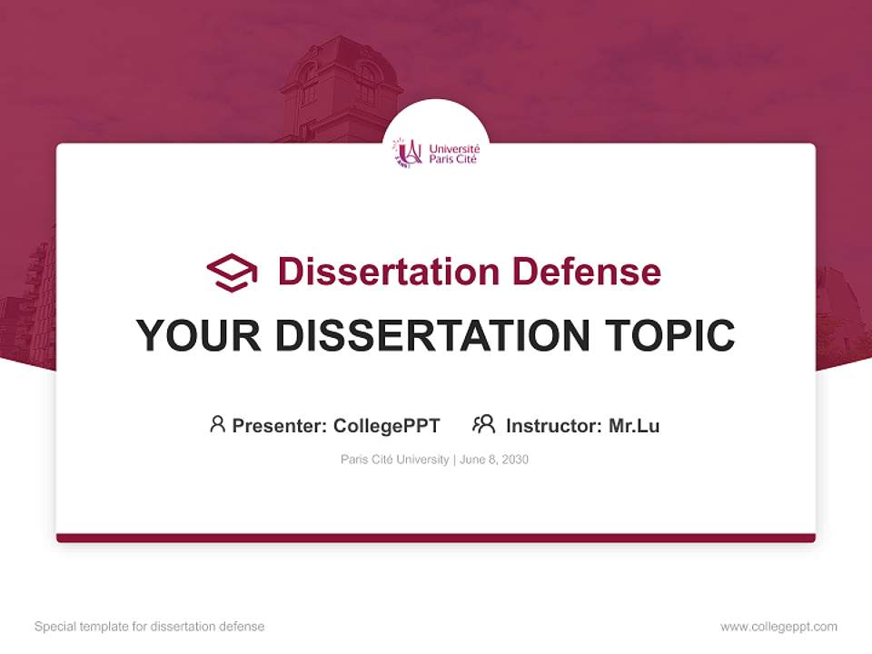 Paris Cité University Graduation Thesis Defense PPT Template4:3 ratio PPT effect preview image7