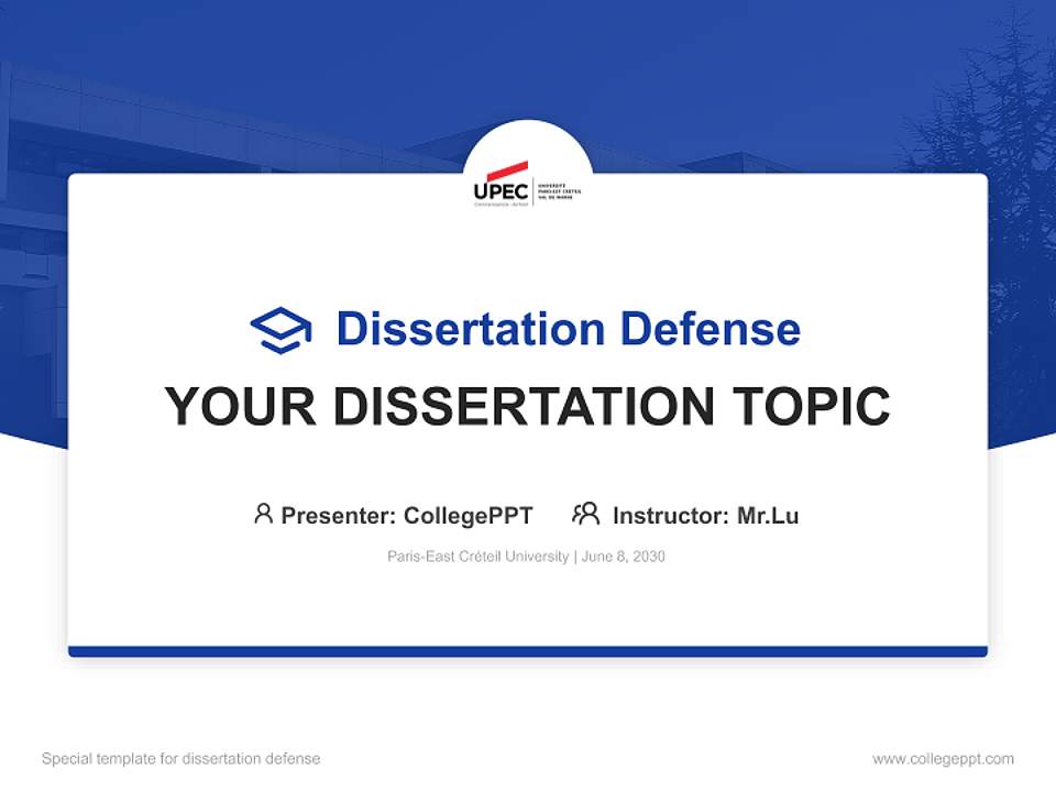 Paris-East Créteil University Graduation Thesis Defense PPT Template4:3 ratio PPT effect preview image7