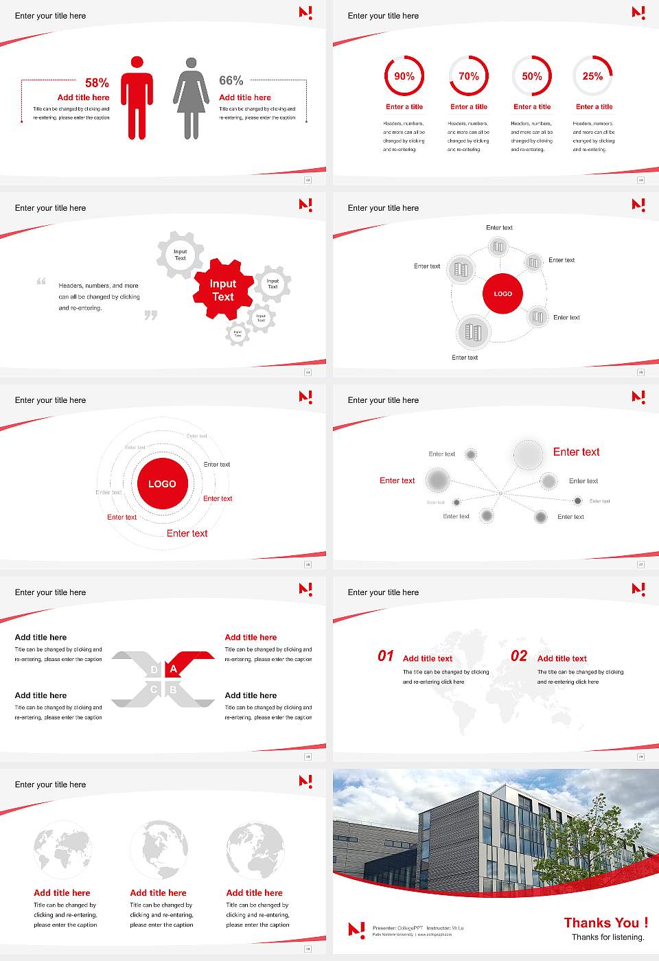 Paris Nanterre University Course/Courseware Creation PPT Template16:9 ratio PPT effect preview image4