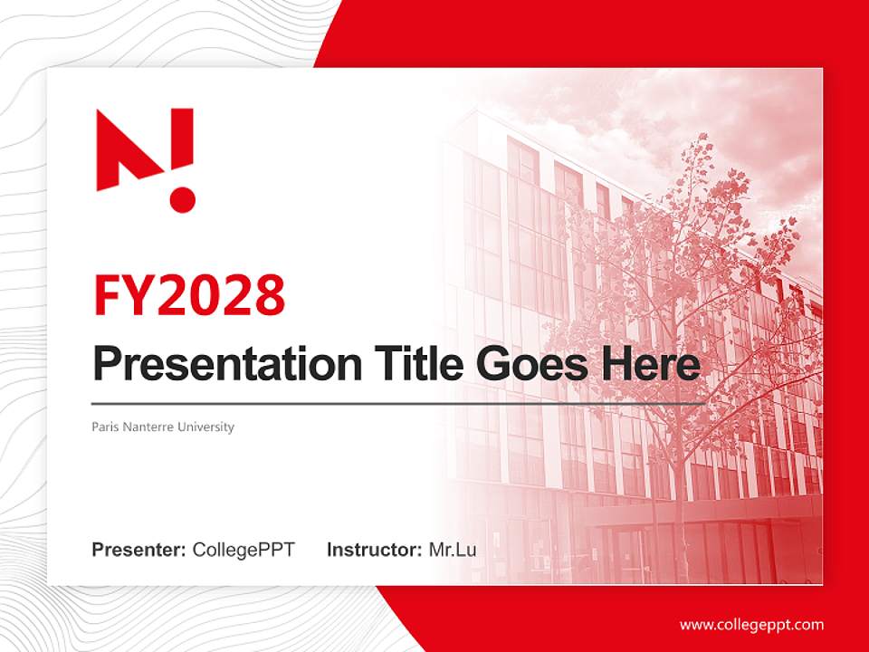 Paris Nanterre University Academic Presentation/Research Findings Report PPT Template4:3 ratio PPT effect preview image5