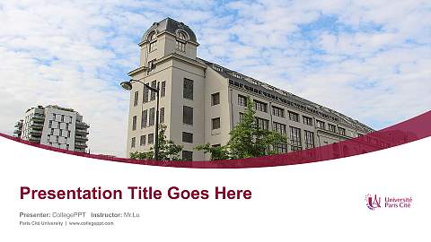 Paris Cité University Course/Courseware Creation PPT Template