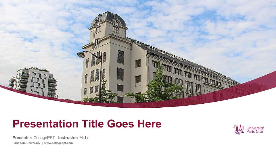 Paris Cité University Course/Courseware Creation PPT Template16:9 ratio PPT effect preview image
