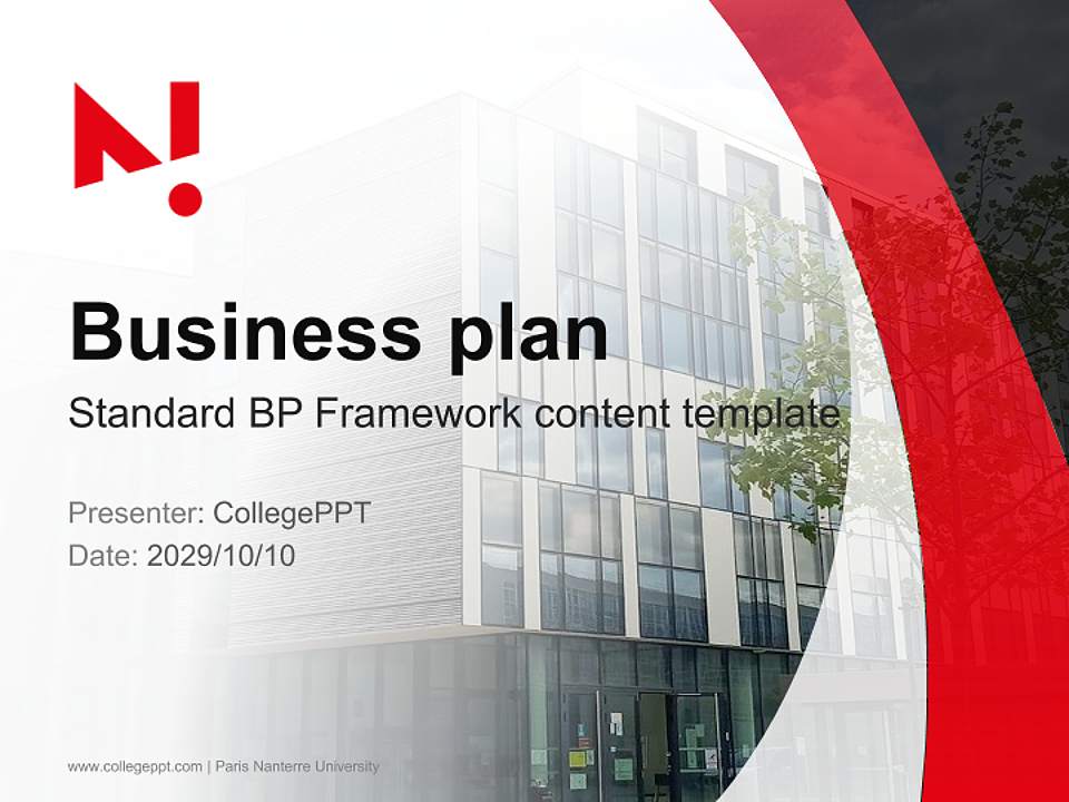 Paris Nanterre University Competition/Entrepreneurship Contest PPT Template4:3 ratio PPT effect preview image9