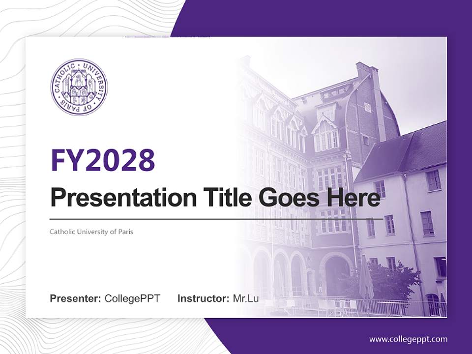 Catholic University of Paris Academic Presentation/Research Findings Report PPT Template4:3 ratio PPT effect preview image5