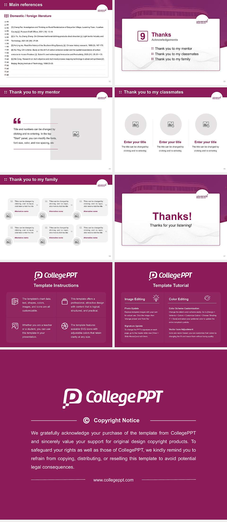 Paris-Saclay University – Bicêtre campus Graduation Thesis Defense PPT Template4:3 ratio PPT effect preview image7