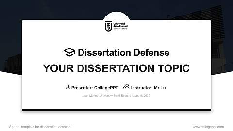 Jean Monnet University Saint-Étienne Graduation Thesis Defense PPT Template