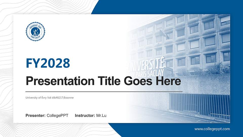 University of Évry Val d’Essonne Academic Presentation/Research Findings Report PPT Template16:9 ratio PPT effect preview image