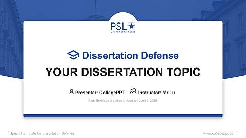 Paris Sciences et Lettres University Graduation Thesis Defense PPT Template