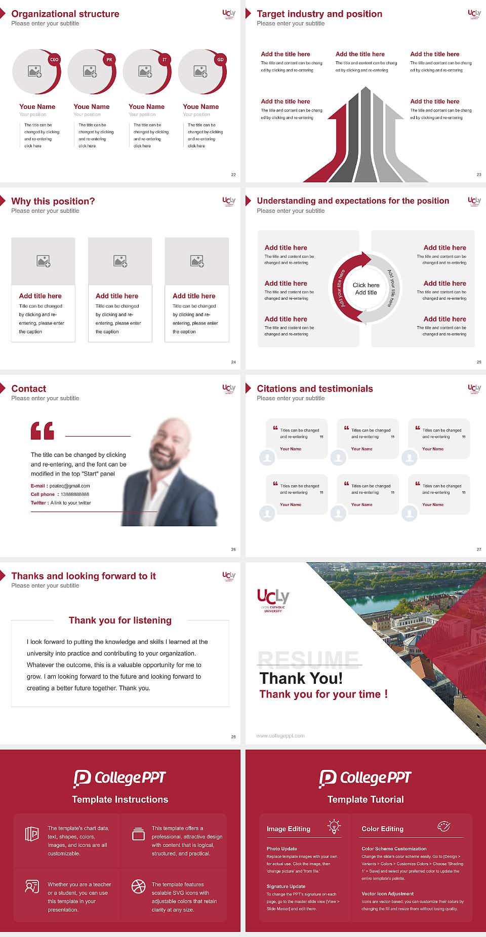 Catholic University of Lyon Resume PPT Template4:3 ratio PPT effect preview image4