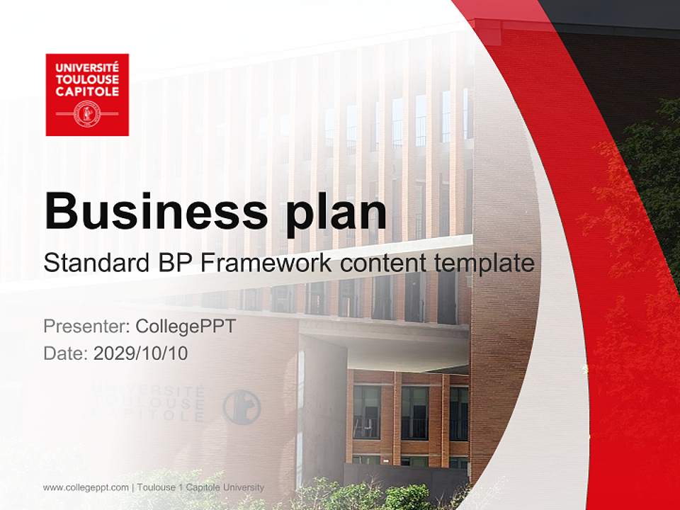 Toulouse 1 Capitole University Competition/Entrepreneurship Contest PPT Template4:3 ratio PPT effect preview image9