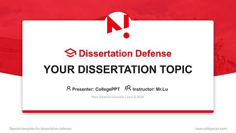 Paris Nanterre University Graduation Thesis Defense PPT Template
