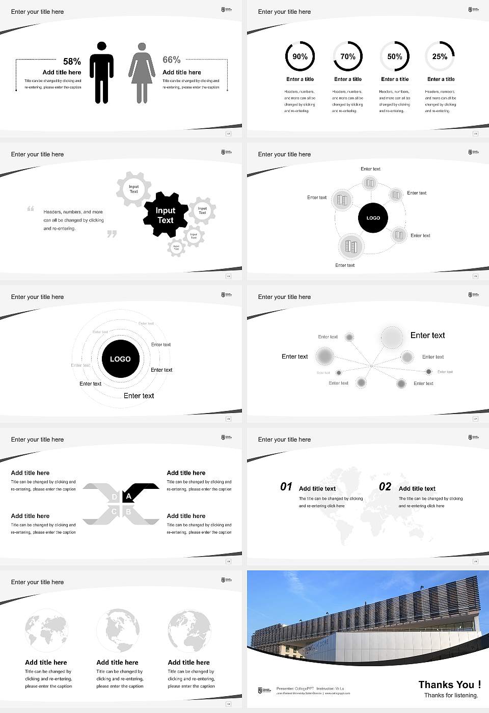 Jean Monnet University Saint-Étienne Course/Courseware Creation PPT Template16:9 ratio PPT effect preview image4