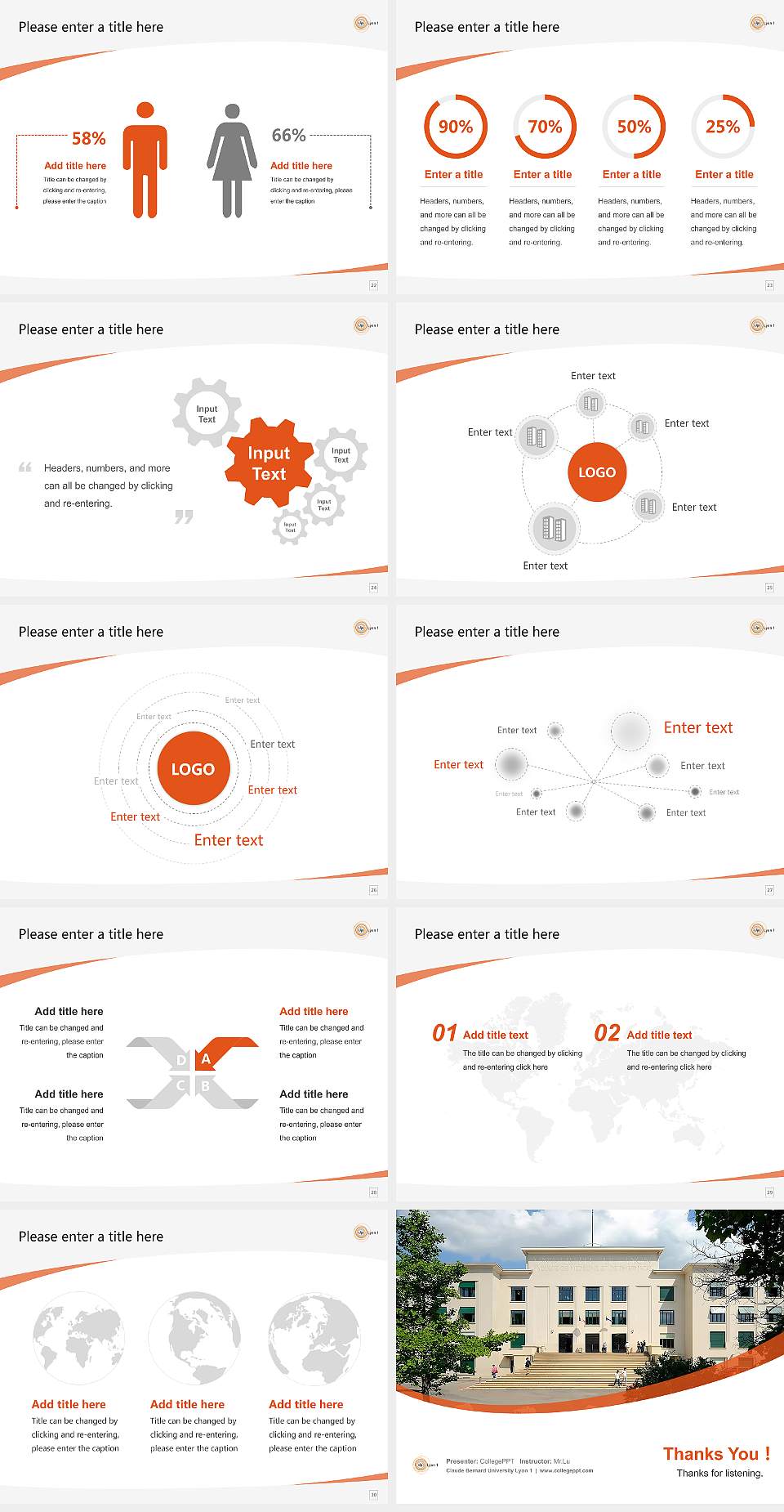 Claude Bernard University Lyon 1 Course/Courseware Creation PPT Template4:3 ratio PPT effect preview image4