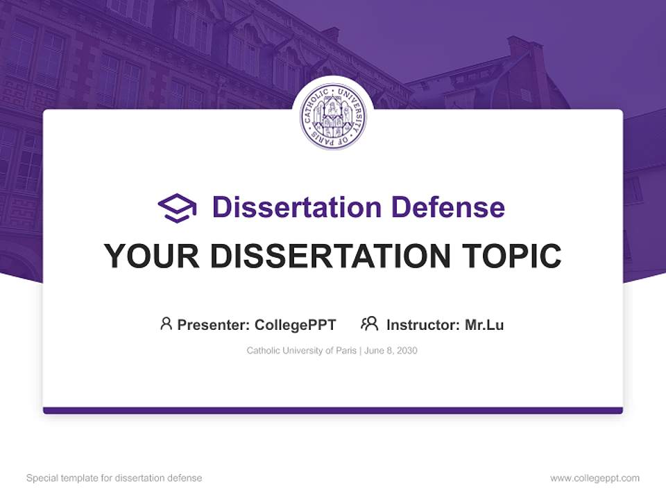 Catholic University of Paris Graduation Thesis Defense PPT Template4:3 ratio PPT effect preview image7