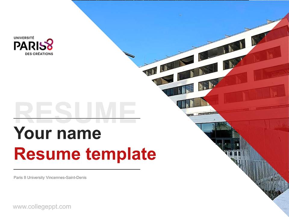 Paris 8 University Vincennes-Saint-Denis Resume PPT Template4:3 ratio PPT effect preview image5