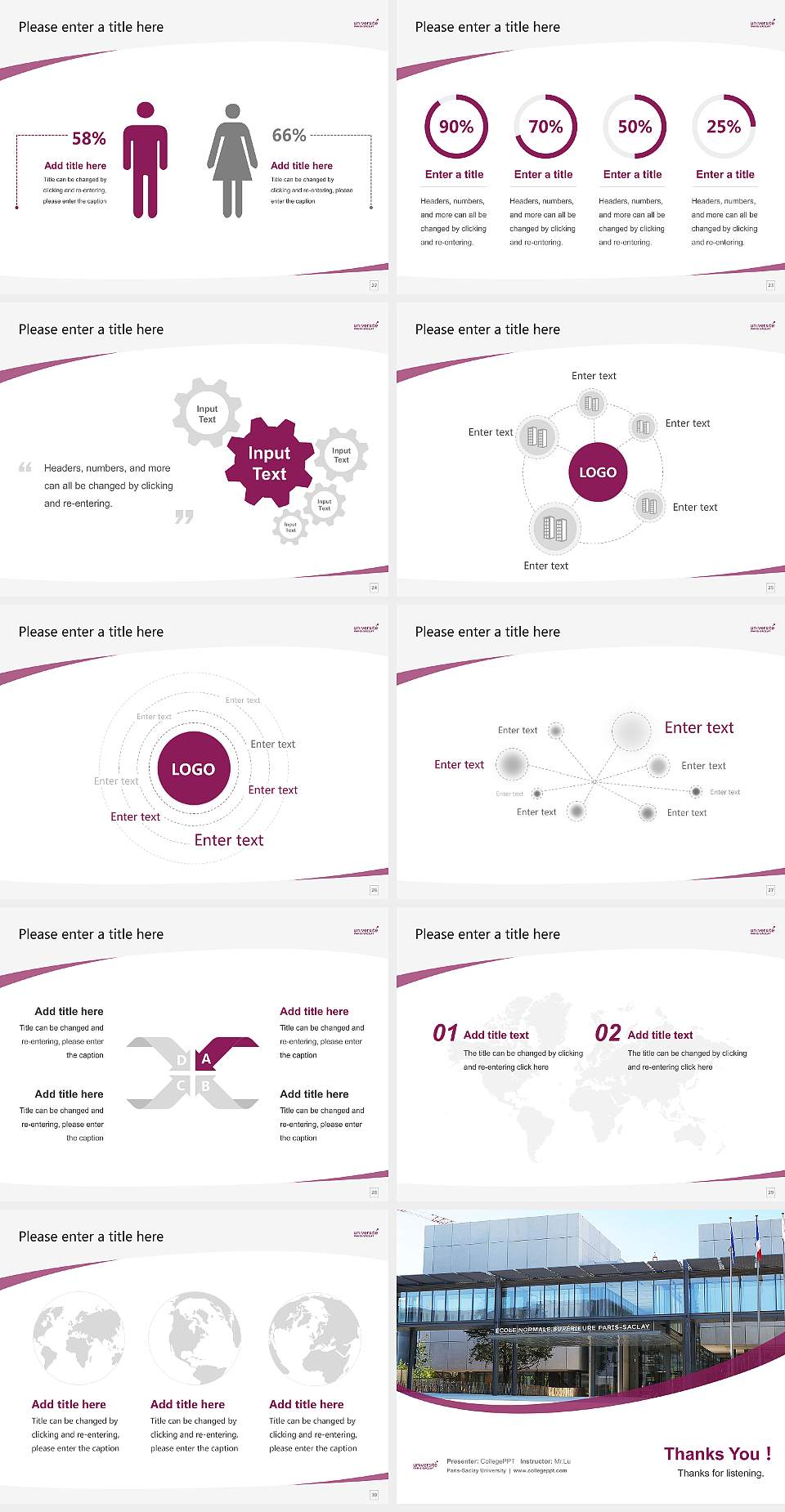 Paris-Saclay University Course/Courseware Creation PPT Template4:3 ratio PPT effect preview image4